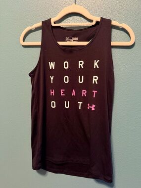 Under Armour Black Tank with Pink & White Graphic